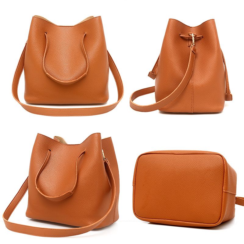 Women's Bags Top-Handle Bags 【4-Piece Set】New Style Pebbled Fashion Large Bag Korean Style Shoulder Handbag Crossbody Bag Wallet