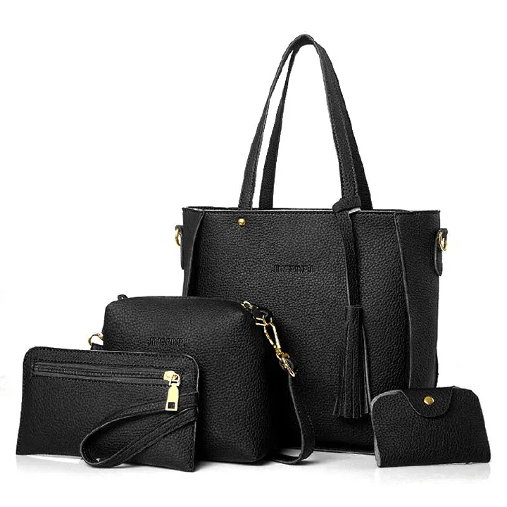 Women's Bags Top-Handle Bags【4-Piece Set】Mother And Baby Bag New Korean Style Bucket Tassel Shoulder Bag Handbag Crossbody Bag Wallet Top-Handle Bags
