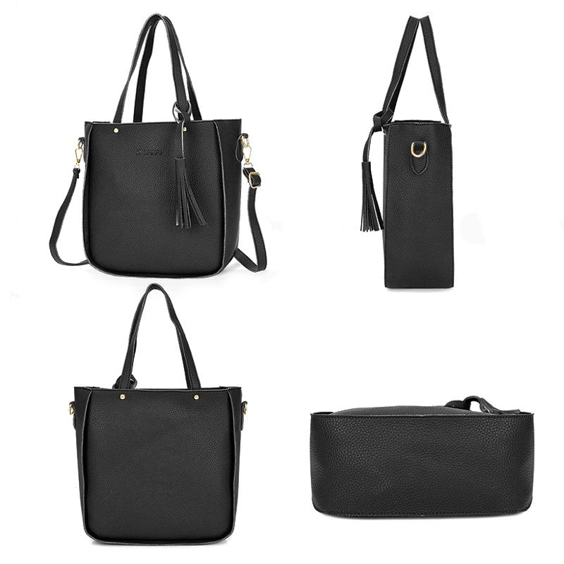Women's Bags Top-Handle Bags【4-Piece Set】Mother And Baby Bag New Korean Style Bucket Tassel Shoulder Bag Handbag Crossbody Bag Wallet Top-Handle Bags