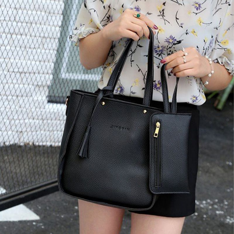 Women's Bags Top-Handle Bags【4-Piece Set】Mother And Baby Bag New Korean Style Bucket Tassel Shoulder Bag Handbag Crossbody Bag Wallet Top-Handle Bags