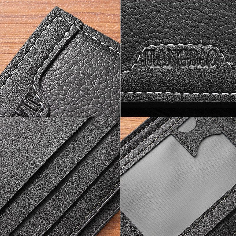 Men's Bags Wallets Holders New Short Wallet Youth Simple And Fashionable Multi-Card Slot Litchi Pattern Horizontal Stitching Wallet Wallet