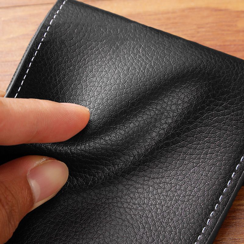 Men's Bags Wallets Holders New Short Wallet Youth Simple And Fashionable Multi-Card Slot Litchi Pattern Horizontal Stitching Wallet Wallet