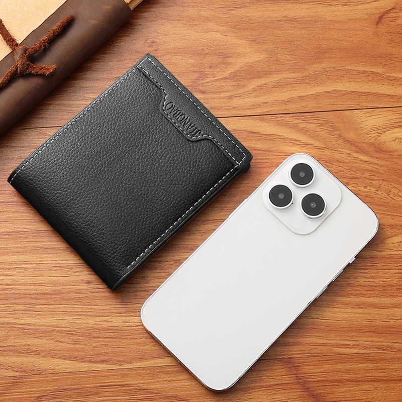Men's Bags Wallets Holders New Short Wallet Youth Simple And Fashionable Multi-Card Slot Litchi Pattern Horizontal Stitching Wallet Wallet