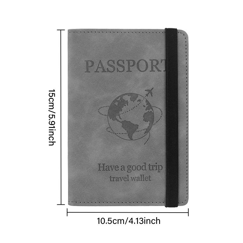 Passport Holder Pu Leather Strap Travel Anti-Magnetic Theft Rfid Ticket Holder Document Bag Passport Cover Protective Book Multifunctional Document Bag, Portable Travel Ultra-Thin Passport Holder