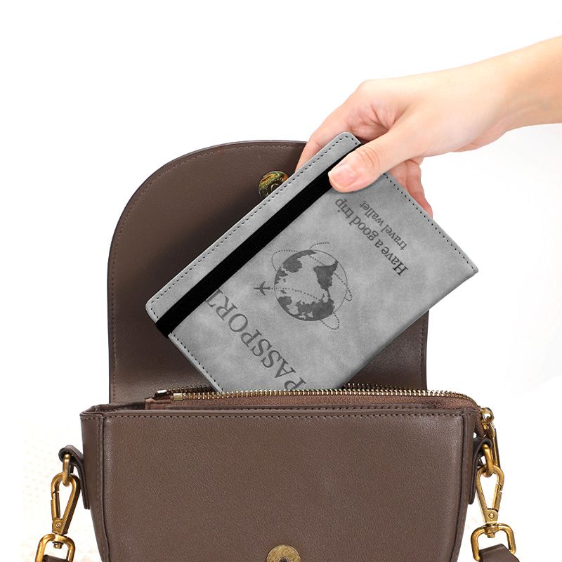 Passport Holder Pu Leather Strap Travel Anti-Magnetic Theft Rfid Ticket Holder Document Bag Passport Cover Protective Book Multifunctional Document Bag, Portable Travel Ultra-Thin Passport Holder