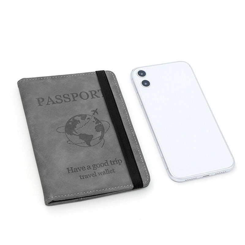 Passport Holder Pu Leather Strap Travel Anti-Magnetic Theft Rfid Ticket Holder Document Bag Passport Cover Protective Book Multifunctional Document Bag, Portable Travel Ultra-Thin Passport Holder