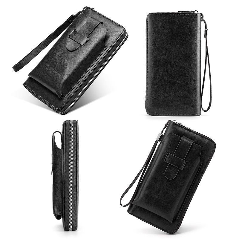 Men's Bags Wallets Holders New Style Clutch Coin Purse Men'S High-End Solid Color Zipper Wallet