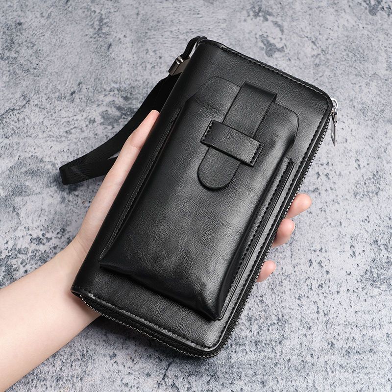 Men's Bags Wallets Holders New Style Clutch Coin Purse Men'S High-End Solid Color Zipper Wallet