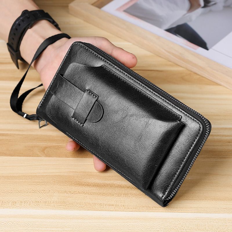 Men's Bags Wallets Holders New Style Clutch Coin Purse Men'S High-End Solid Color Zipper Wallet