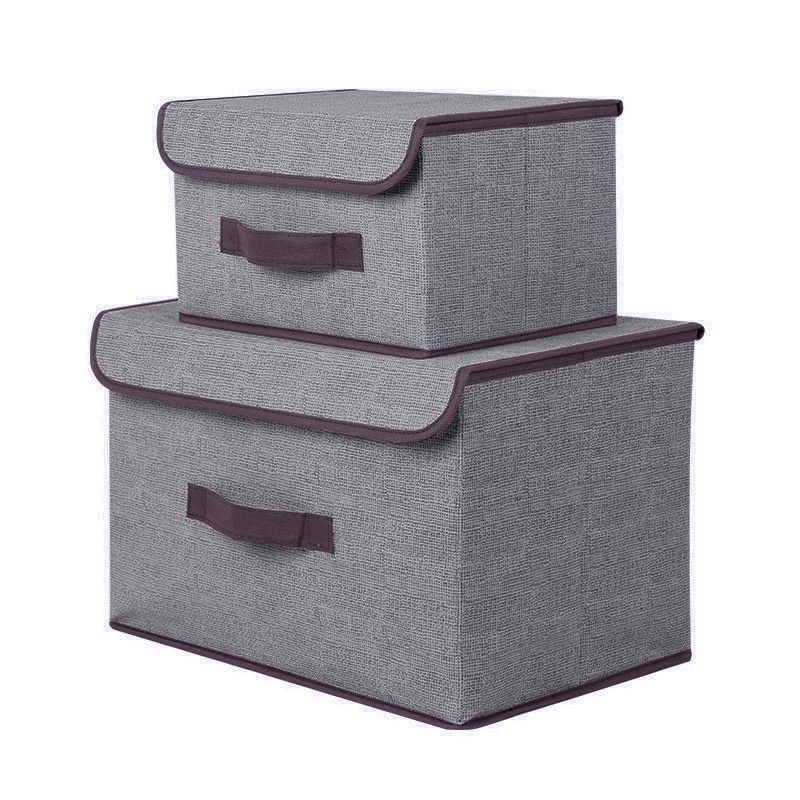 Portable Clothing Storage Box【2 pack】 Fabric Storage Box Foldable Clothing And Miscellaneous Storage Box Household Dust-Proof Storage Box With Lid Quilt Storage Box Storage Bag