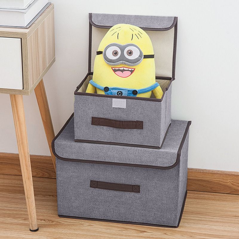 Portable Clothing Storage Box【2 pack】 Fabric Storage Box Foldable Clothing And Miscellaneous Storage Box Household Dust-Proof Storage Box With Lid Quilt Storage Box Storage Bag