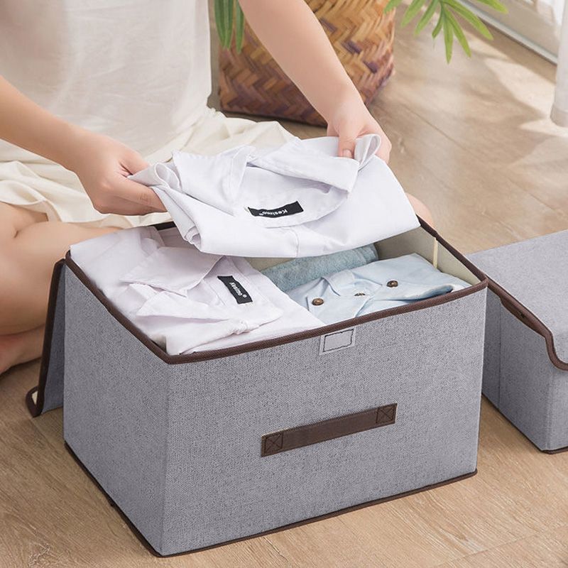 Portable Clothing Storage Box【2 pack】 Fabric Storage Box Foldable Clothing And Miscellaneous Storage Box Household Dust-Proof Storage Box With Lid Quilt Storage Box Storage Bag