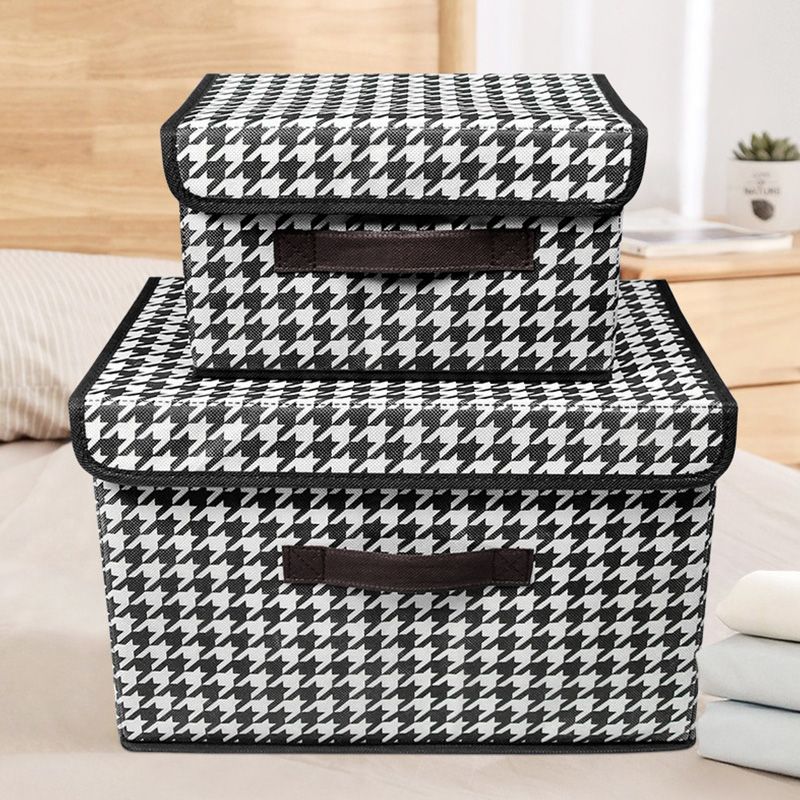 Portable Clothing Storage Box【2 pack】 Fabric Storage Box Foldable Clothing And Miscellaneous Storage Box Household Dust-Proof Storage Box With Lid Quilt Storage Box Storage Bag