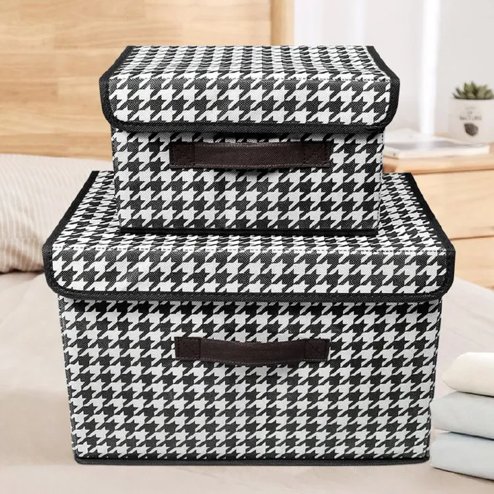 Portable Clothing Storage Box【2 pack】 Fabric Storage Box Foldable Clothing And Miscellaneous Storage Box Household Dust-Proof Storage Box With Lid Quilt Storage Box Storage Bag
