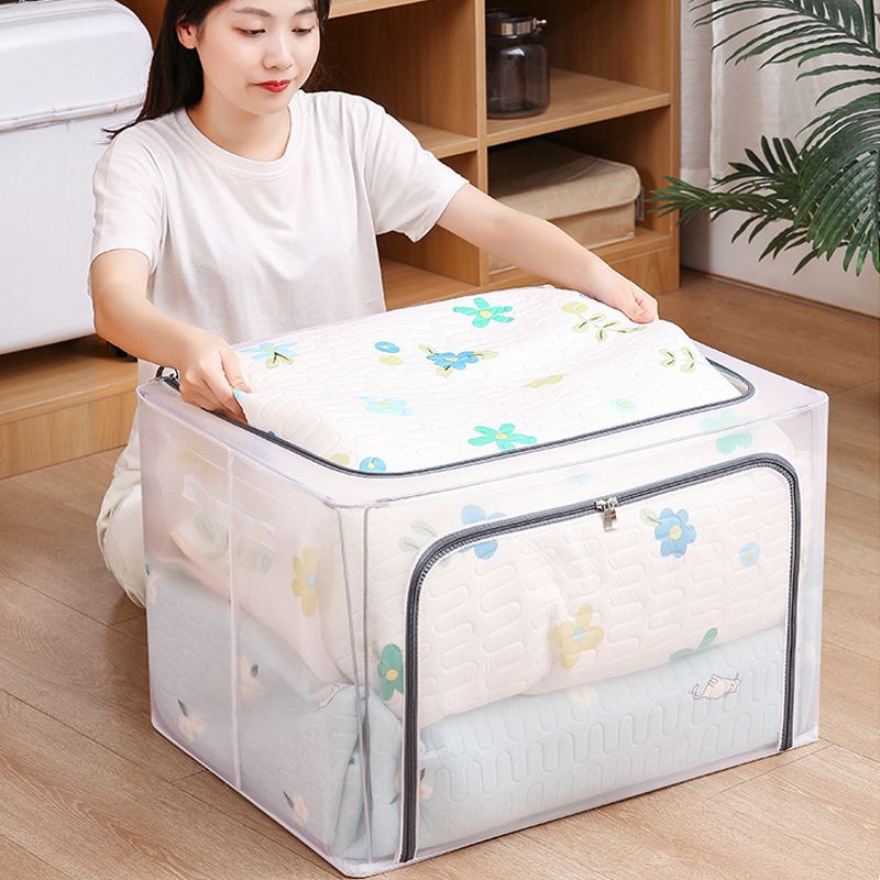 Portable Foldable Clothing And Miscellaneous Storage Box Transparent Storage Box Large Folding Storage Box For Clothes And Pants Nylon Waterproof Mesh Clothing Organizing Box