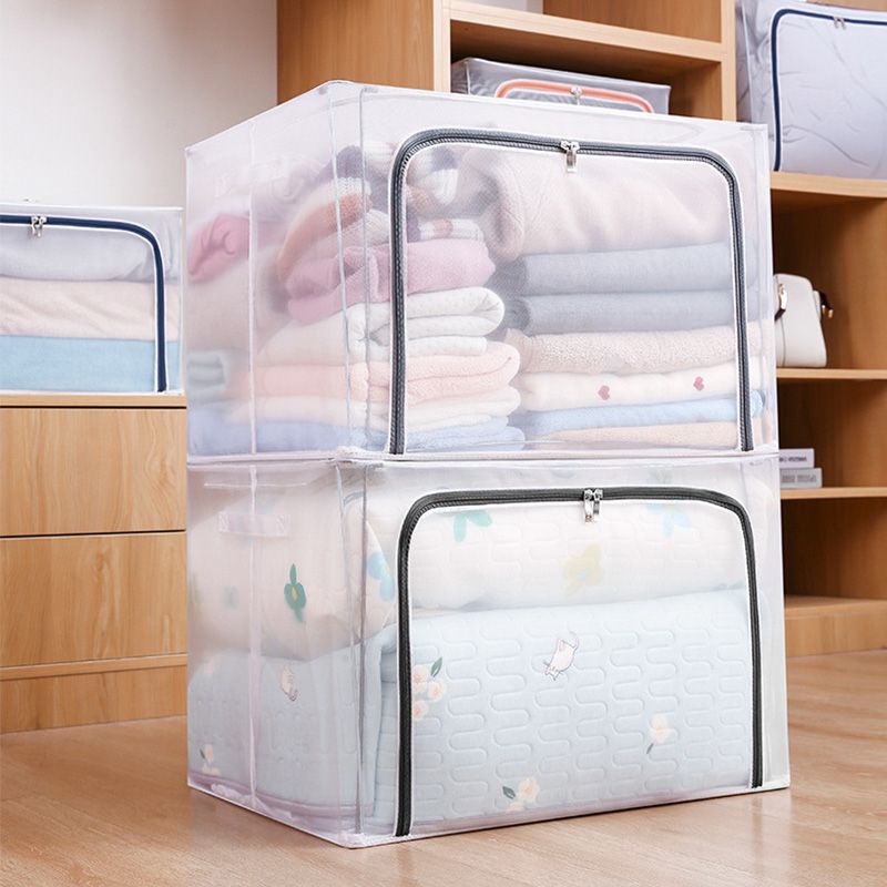 Portable Foldable Clothing And Miscellaneous Storage Box Transparent Storage Box Large Folding Storage Box For Clothes And Pants Nylon Waterproof Mesh Clothing Organizing Box