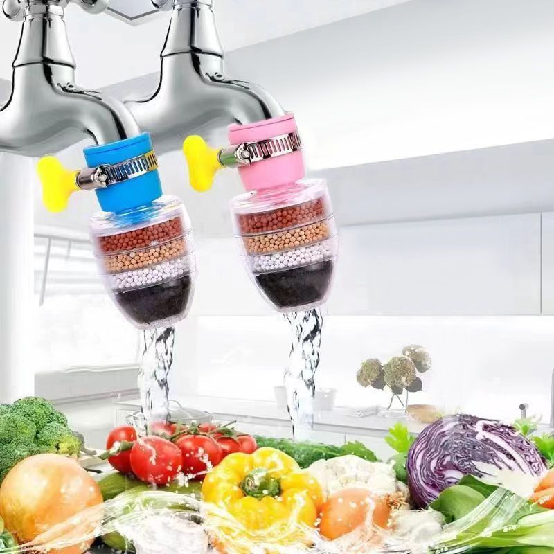 2 Pcs Kitchen household tap water-saving sprinkler head six-layer water purification anti-splash shower head Faucet Filter Tap Water Purifier Home Activated Carbon Multi-layer Water Filter