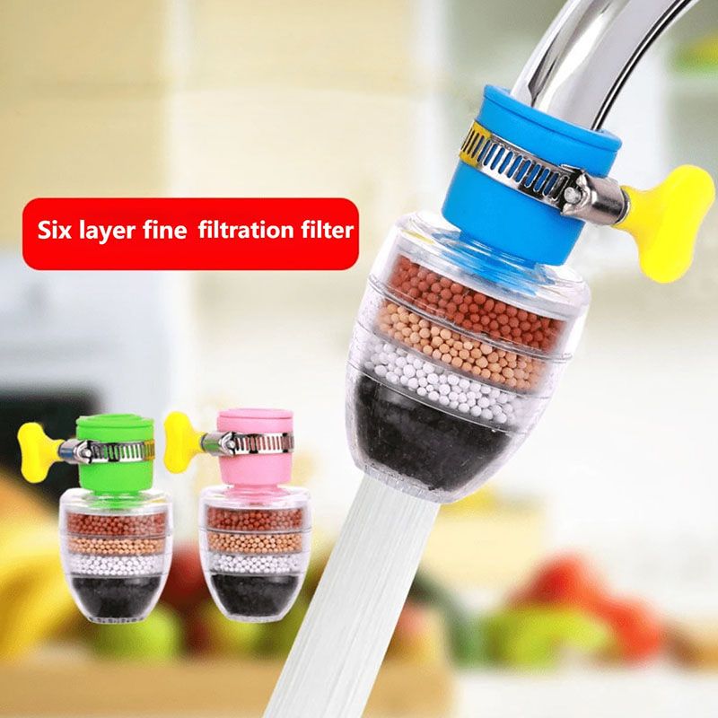 2 Pcs Kitchen household tap water-saving sprinkler head six-layer water purification anti-splash shower head Faucet Filter Tap Water Purifier Home Activated Carbon Multi-layer Water Filter