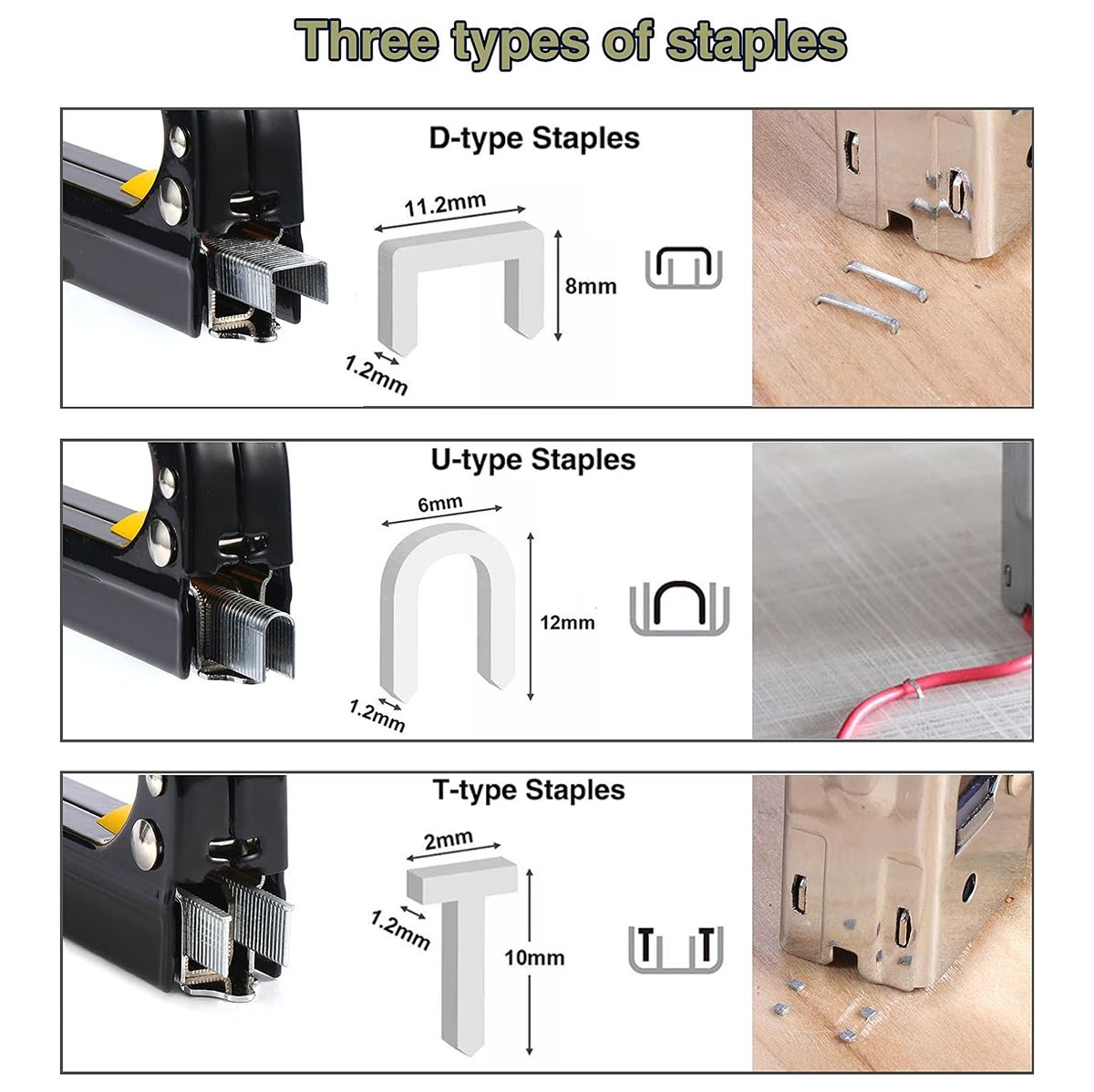 SXCHEN 3 In 1 Manual Nail Guns Upholstery Construction Stapler Gun Heavy Duty Staple Gun Stapler Tacker Manual nail Gun Family With Woodworking Photo Frame Advertising Cloth Furniture Three-use