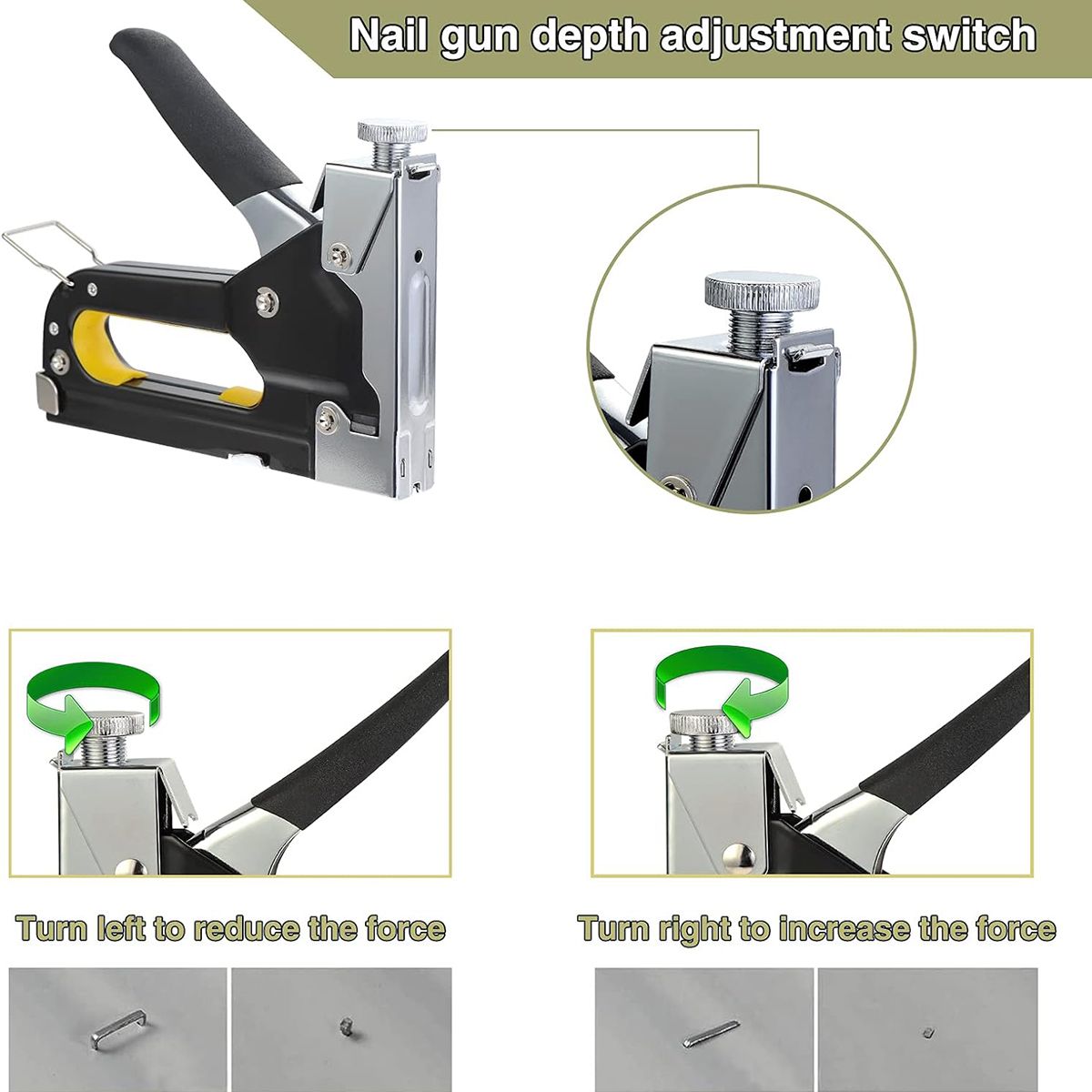 SXCHEN 3 In 1 Manual Nail Guns Upholstery Construction Stapler Gun Heavy Duty Staple Gun Stapler Tacker Manual nail Gun Family With Woodworking Photo Frame Advertising Cloth Furniture Three-use
