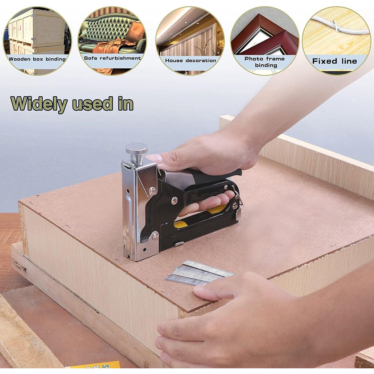SXCHEN 3 In 1 Manual Nail Guns Upholstery Construction Stapler Gun Heavy Duty Staple Gun Stapler Tacker Manual nail Gun Family With Woodworking Photo Frame Advertising Cloth Furniture Three-use