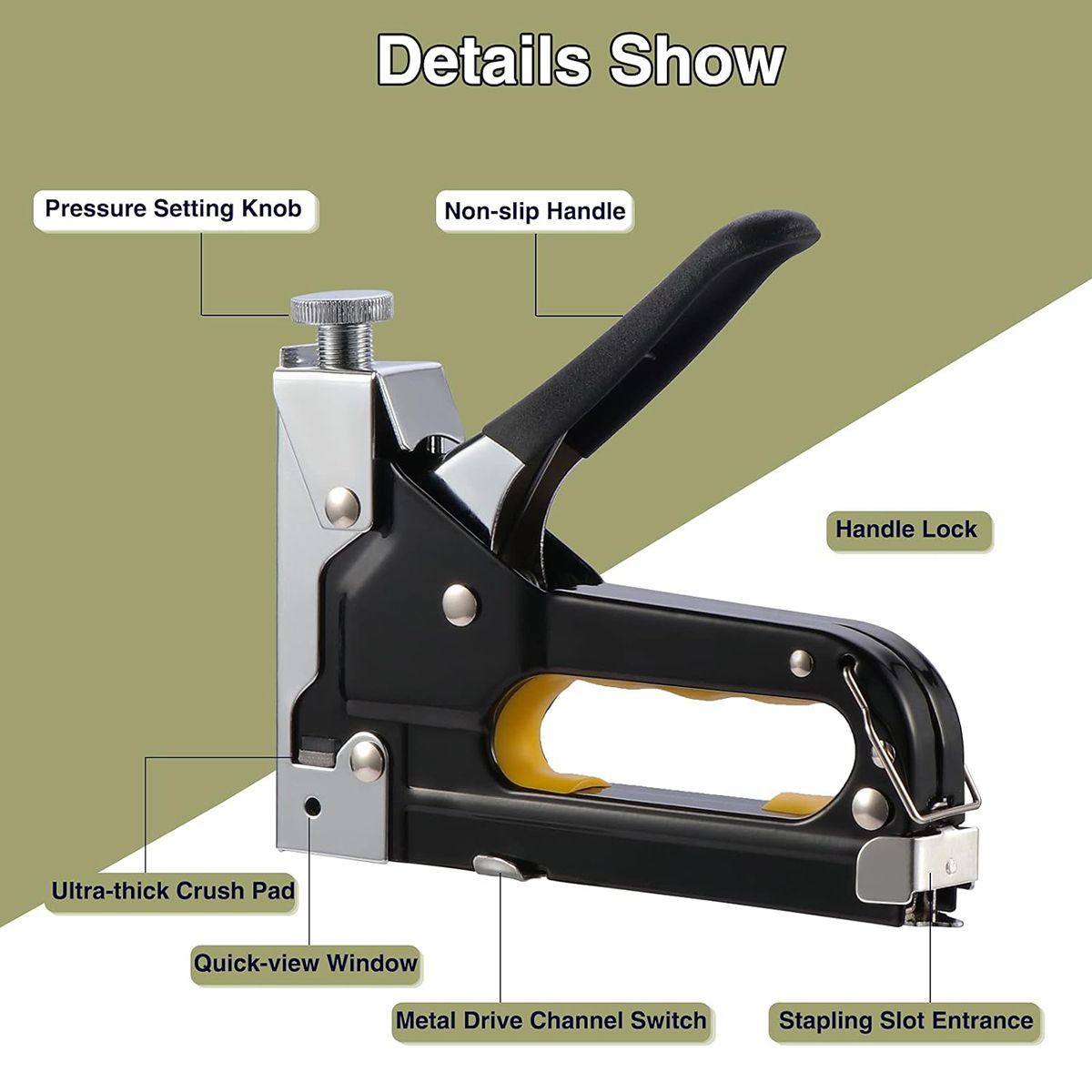 SXCHEN 3 In 1 Manual Nail Guns Upholstery Construction Stapler Gun Heavy Duty Staple Gun Stapler Tacker Manual nail Gun Family With Woodworking Photo Frame Advertising Cloth Furniture Three-use