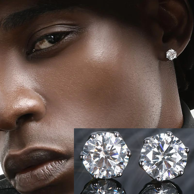 Fashion Men Jewelry Earrings 【2 Pairs】 S925 Silver Needle Rhinestone Earrings For Men And Women Zircon Earrings Moissanite Ear Piercing Free Of Removal Cochlear Ear Bone Nail Diamond Earrings