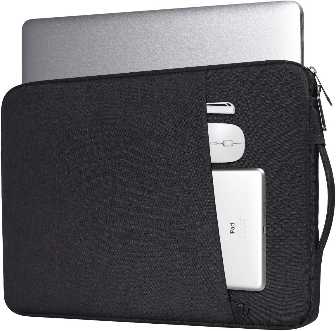15.6-Inch Waterproof Laptop Sleeve with iPad Pocket - Multi-Layer Shockproof Protective Case for MacBook/Tablet, Slim Durable Design for Work & Travel, Black