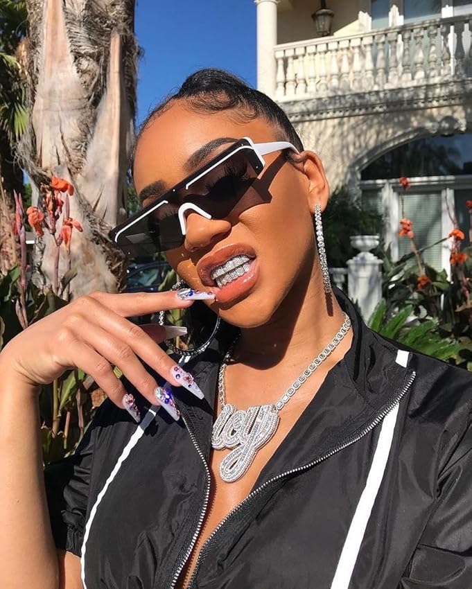 Hip-Hop Gold Braces 12 Teeth  For Men And Women Silver Diamond-Encrusted Silver Braces Silver Braces Braces Upper And Lower Braces Diamond-Encrusted Silver Braces Unisex Jewelry Couple Party