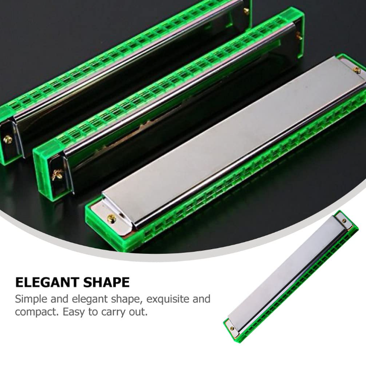 Standard 24-Hole Double-Row Metal Harmonica Early Education Instrument Seashell Harmonica Polyphonic Accent Student Adult Beginner Harmonica Professional Harmonicon Double Row Music