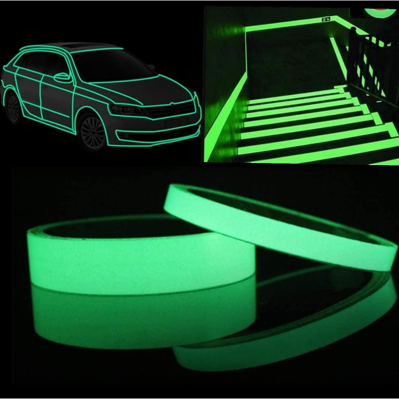 Self-Luminous Fluorescent Tape Glow in Dark Green - High-Viscosity Waterproof Reflective Strips for Stair Steps, Car Edges, Night Safety Warning Warehouse Factory