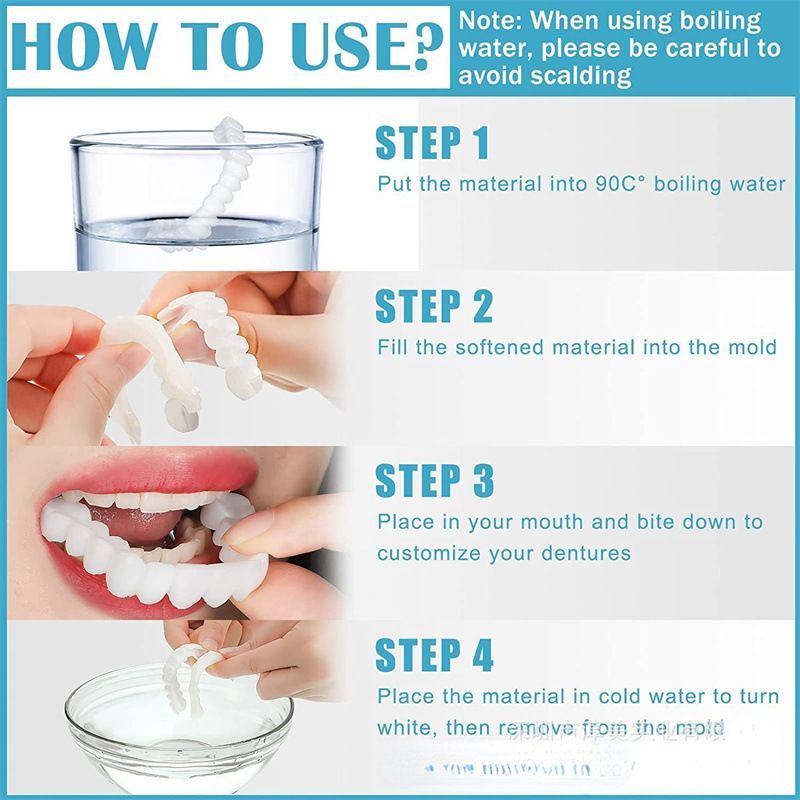 2 Pairs Denture Care Tooth Whitening FakeTooth Jacket Simulation Braces Upper Teeth The Second Generation of The Teeth the Sixth Generation With Hole Simulation Braces Whitening Fake Braces Ora