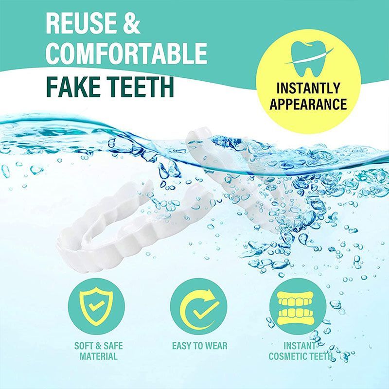 2 Pairs Denture Care Tooth Whitening FakeTooth Jacket Simulation Braces Upper Teeth The Second Generation of The Teeth the Sixth Generation With Hole Simulation Braces Whitening Fake Braces Ora