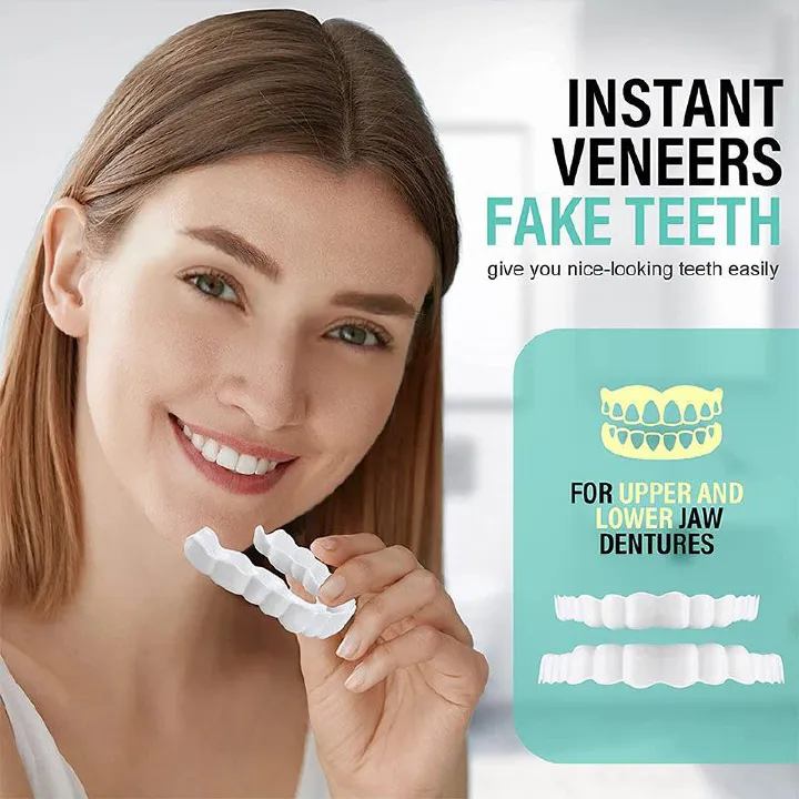 2 Pairs Denture Care Tooth Whitening FakeTooth Jacket Simulation Braces Upper Teeth The Second Generation of The Teeth the Sixth Generation With Hole Simulation Braces Whitening Fake Braces Ora