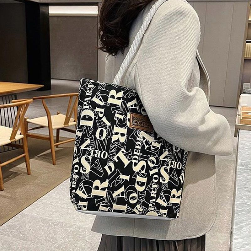 Women's Bags Shoulder Bags New style canvas bag versatile fairy shoulder bag handbag large capacity student book bag shoulder bag