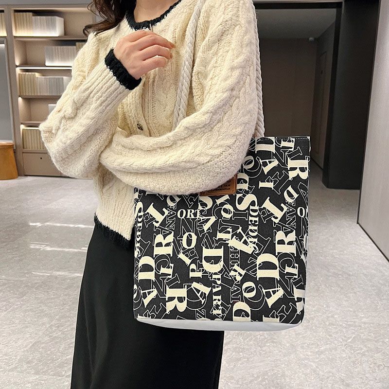 Women's Bags Shoulder Bags New style canvas bag versatile fairy shoulder bag handbag large capacity student book bag shoulder bag