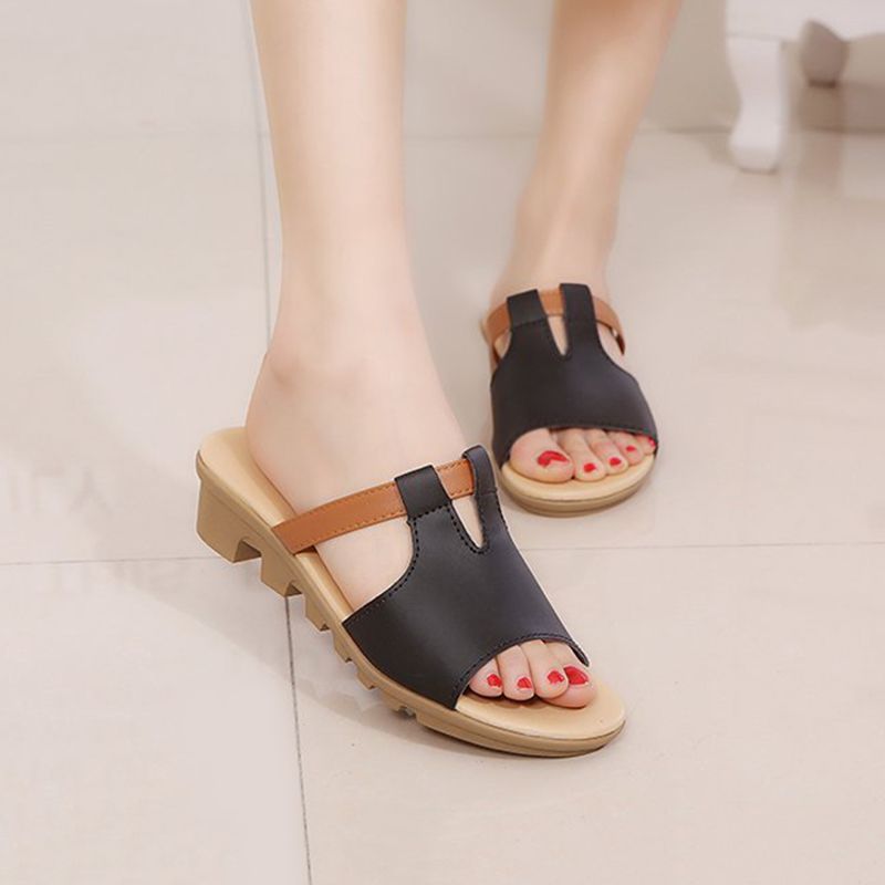 SHJO Women's Shoes Sandals Flats Sandals New Style Slippers Fashionable Fish Mouth Open Toe Sandals Student One-Line Sandals