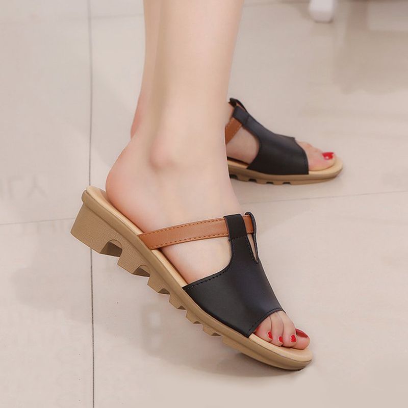 SHJO Women's Shoes Sandals Flats Sandals New Style Slippers Fashionable Fish Mouth Open Toe Sandals Student One-Line Sandals