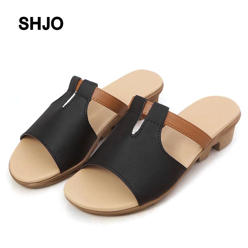 SHJO Women's Shoes Sandals Flats Sandals New Style Slippers Fashionable Fish Mouth Open Toe Sandals Student One-Line Sandals Black,EU40