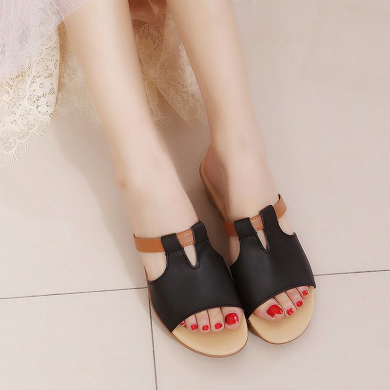 SHJO Women's Shoes Sandals Flats Sandals New Style Slippers Fashionable Fish Mouth Open Toe Sandals Student One-Line Sandals
