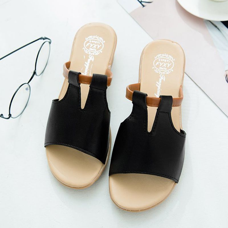 SHJO Women's Shoes Sandals Flats Sandals New Style Slippers Fashionable Fish Mouth Open Toe Sandals Student One-Line Sandals