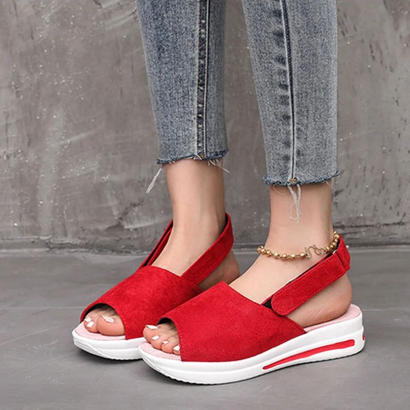 SHJO Women's Shoes Sandals Sports Sandals New Thick-Soled Heightening Shoes Velcro Casual Fish Mouth Sandals Sports Sandals