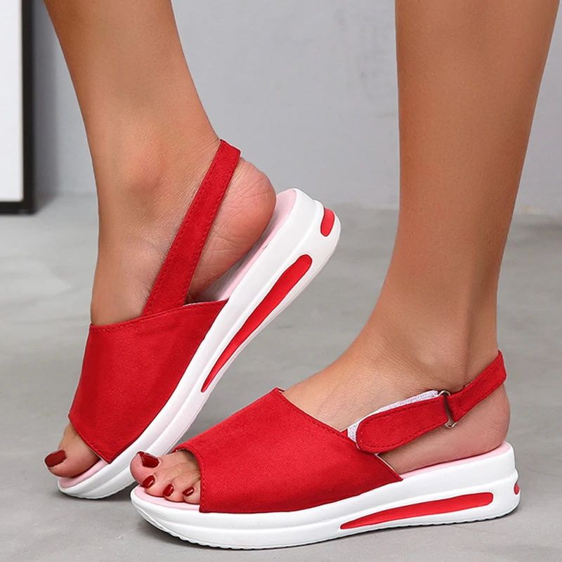 SHJO Women's Shoes Sandals Sports Sandals New Thick-Soled Heightening Shoes Velcro Casual Fish Mouth Sandals Sports Sandals