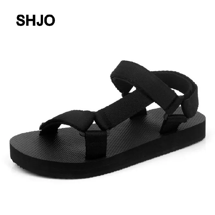 SHJO Women's Sport Sandal Shoes – Black Nylon Webbing Strap, Adjustable Hook & Loop Closure, Lightweight EVA Sole, Perfect For Beach, Hiking & Outdoor Activities, All Sizes Available
