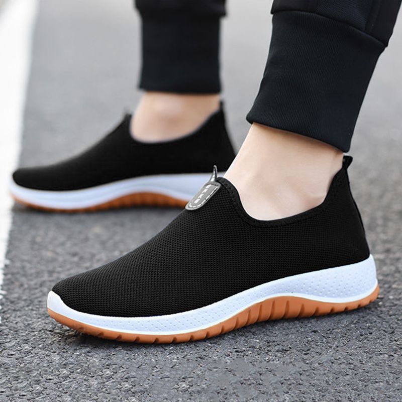 SHJO Men's Shoes Sneakers Soft-Soled Round-Toe Cloth Casual Cloth Shoe Sleeves Breathable Black Single Shoes Running Shoes Sports Shoes
