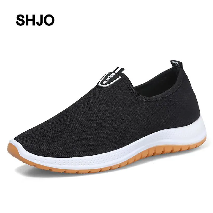 SHJO Men's Shoes Sneakers Soft-Soled Round-Toe Cloth Casual Cloth Shoe Sleeves Breathable Black Single Shoes Running Shoes Sports Shoes