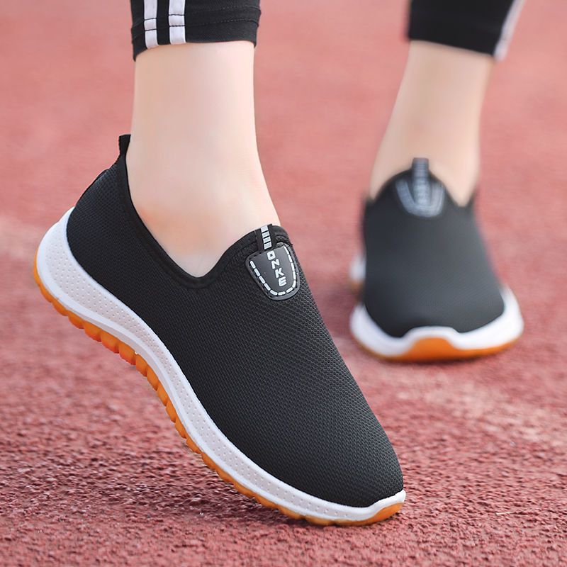 SHJO Men's Shoes Sneakers Soft-Soled Round-Toe Cloth Casual Cloth Shoe Sleeves Breathable Black Single Shoes Running Shoes Sports Shoes