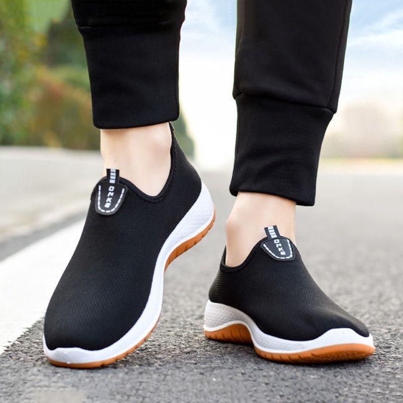 SHJO Men's Shoes Sneakers Soft-Soled Round-Toe Cloth Casual Cloth Shoe Sleeves Breathable Black Single Shoes Running Shoes Sports Shoes