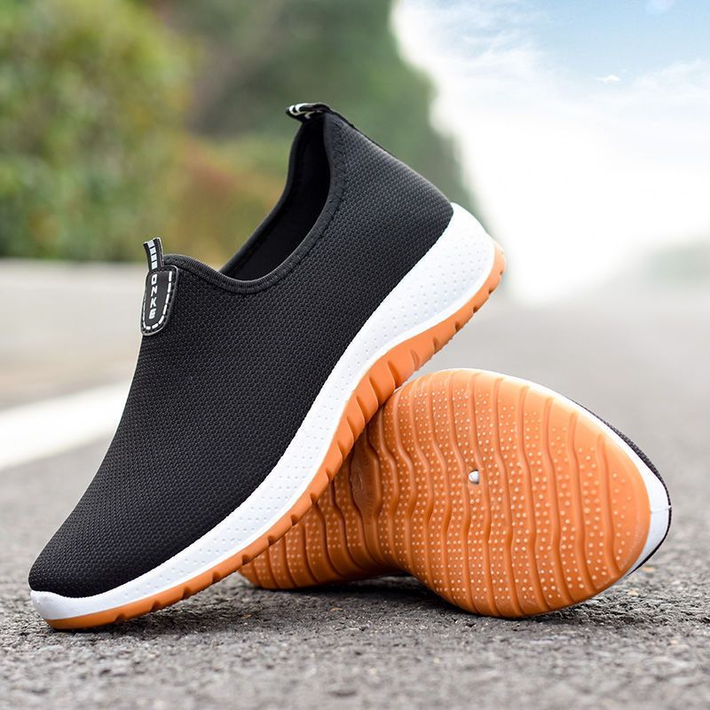 SHJO Men's Shoes Sneakers Soft-Soled Round-Toe Cloth Casual Cloth Shoe Sleeves Breathable Black Single Shoes Running Shoes Sports Shoes