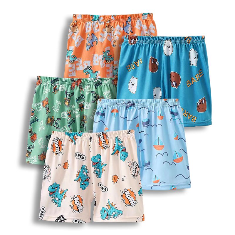 SHJO Boys Clothing Bottoms Shorts 【2-pack】Children'S Clothing Printed Cute Cartoon Home Shorts Loose Comfortable And Breathable Boys Boxer Shorts